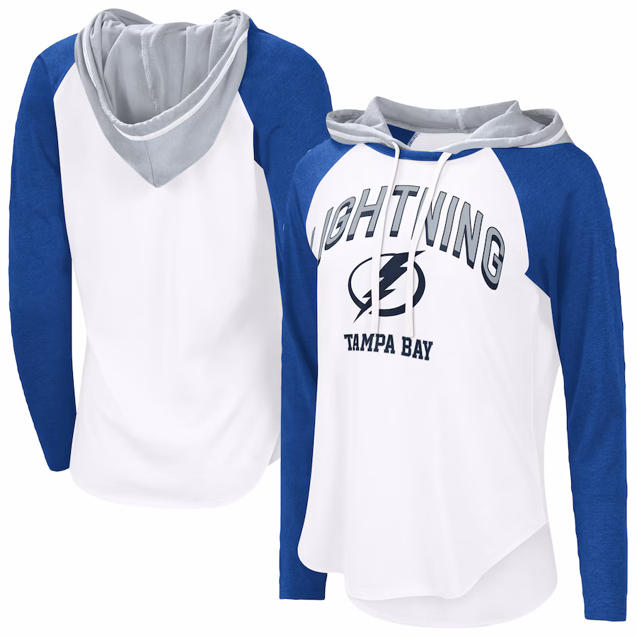 Women's Tampa Bay Lightning G-III 4Her by Carl Banks White VIP Raglan Long Sleeve Hoodie T-Shirt - ujerseystore