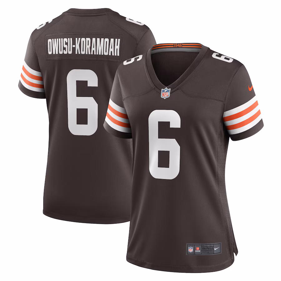Women's Cleveland Browns Jeremiah Owusu-Koramoah Nike Brown Team Game Jersey - ujerseystore