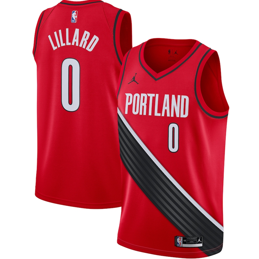 Men's Portland Trail Blazers Damian Lillard Jordan Brand Red 2020/21 Swingman Jersey - Statement Edition - ujerseystore