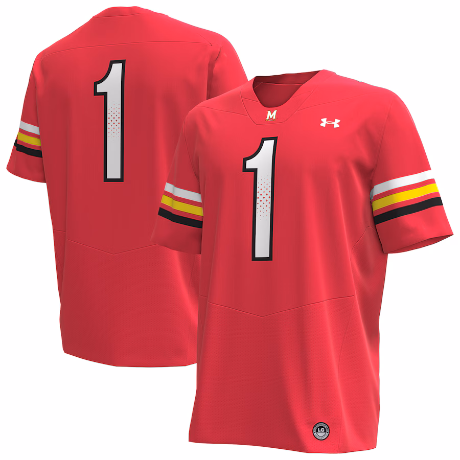 Men's Under Armour #1 Red Maryland Terrapins Replica Football Jersey - ujerseystore