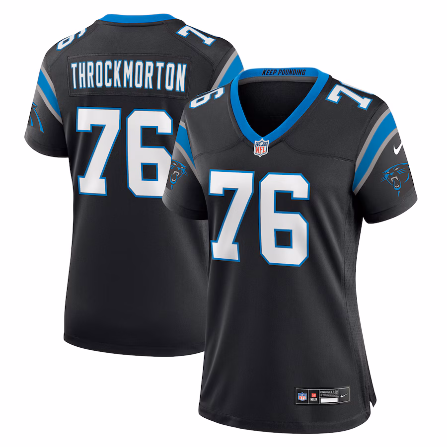 Women's Carolina Panthers Calvin Throckmorton Nike  Black Team Game Jersey - ujerseystore