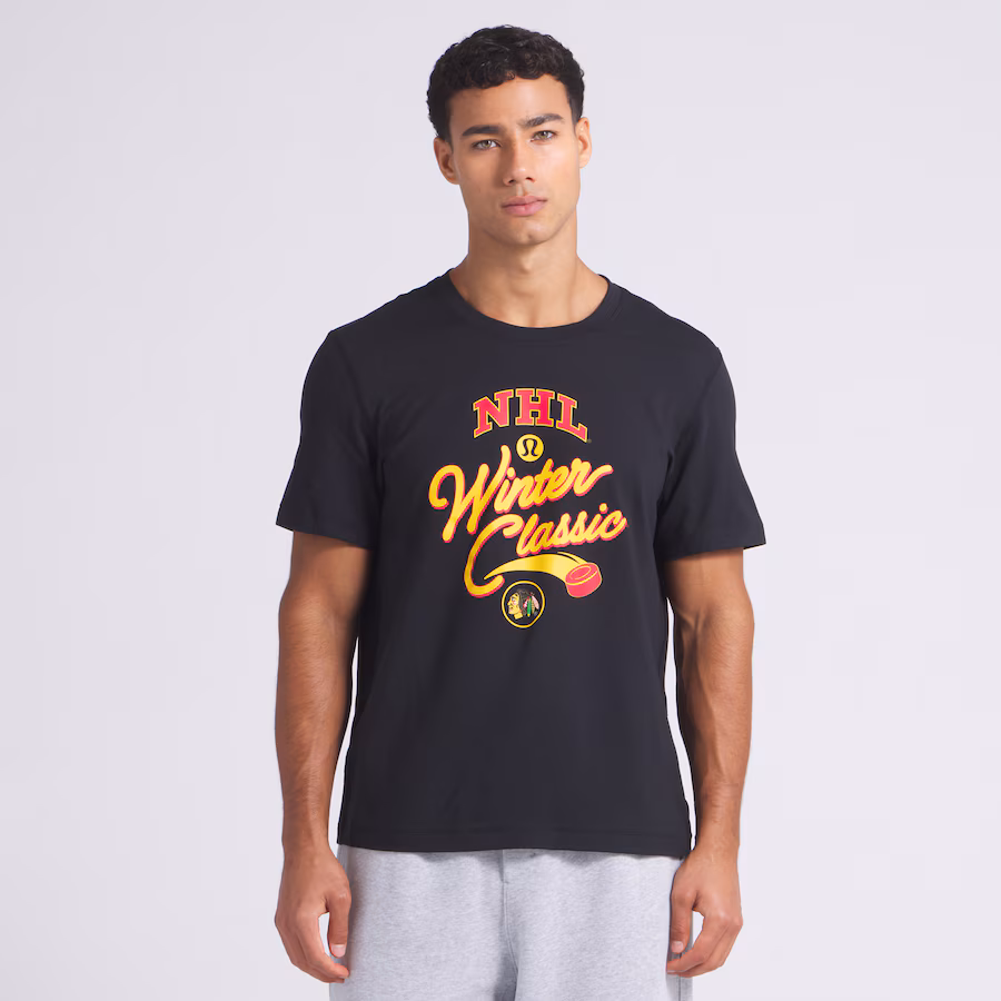 Men's Chicago Blackhawks lululemon Black 2025 NHL Winter Classic Soft Jersey T-Shirt - ujerseystore