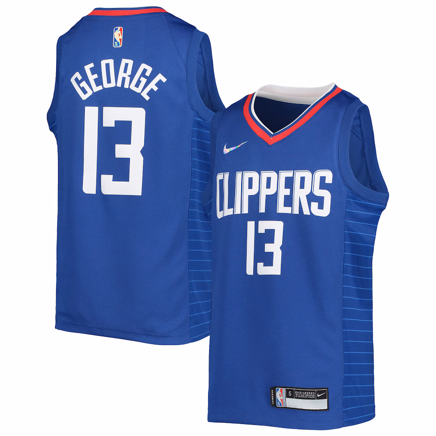 Youth LA Clippers Paul George Nike Royal 2021/22 Diamond Swingman Jersey - Icon Edition - ujerseystore