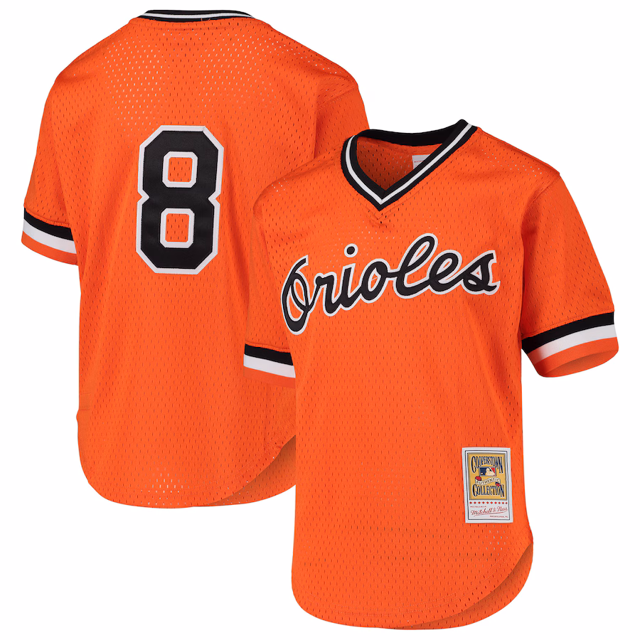 Youth Baltimore Orioles Cal Ripken Jr. Mitchell & Ness Orange Cooperstown Collection Mesh Batting Practice Jersey - ujerseystore