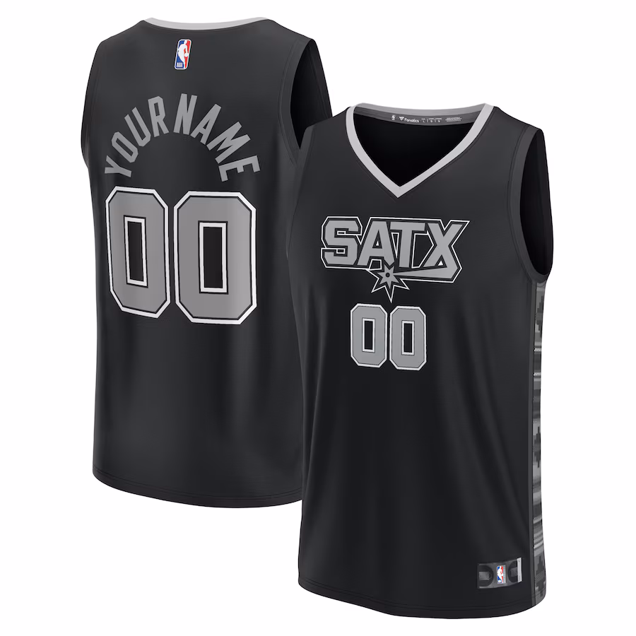 Men's San Antonio Spurs  Fanatics Black  Fast Break Custom Replica Jersey - Statement Edition - ujerseystore