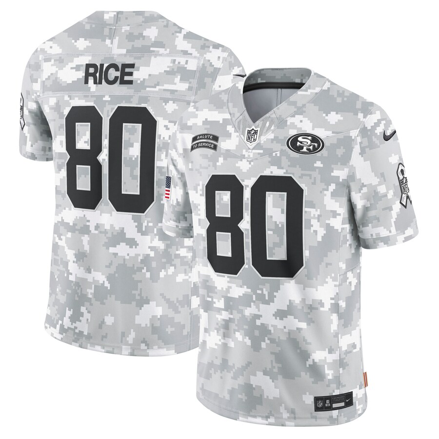 Men's San Francisco 49ers Jerry Rice Nike Arctic Camo 2024 Salute to Service Retired Player Limited Jersey - ujerseystore