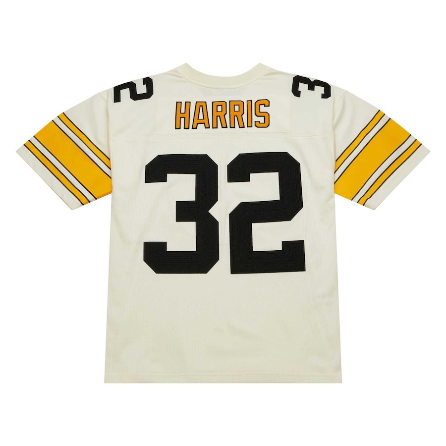 Men's Pittsburgh Steelers Franco Harris Mitchell & Ness Cream Chainstitch Legacy Jersey - ujerseystore