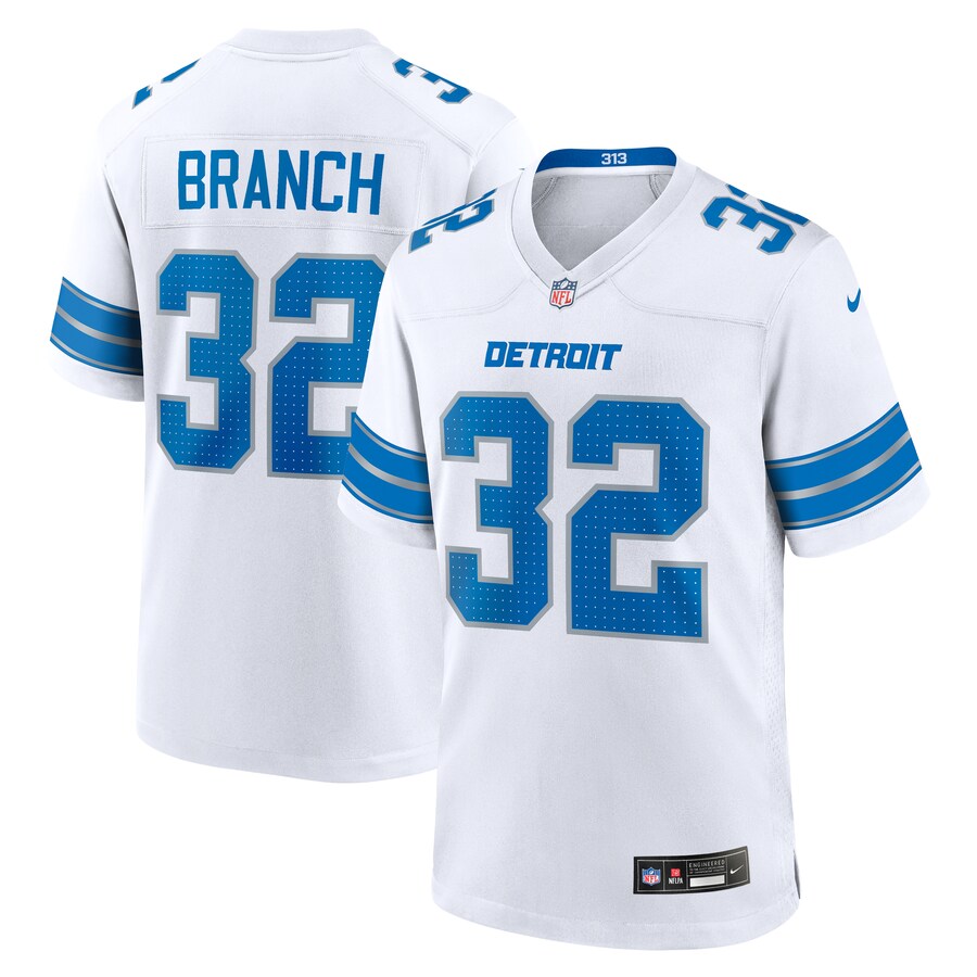 Men's Detroit Lions Brian Branch Nike White White Game Jersey - ujerseystore