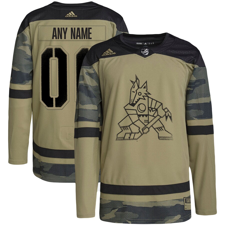 Men's Arizona Coyotes adidas Camo Military Appreciation Team Authentic Custom Practice Jersey - ujerseystore