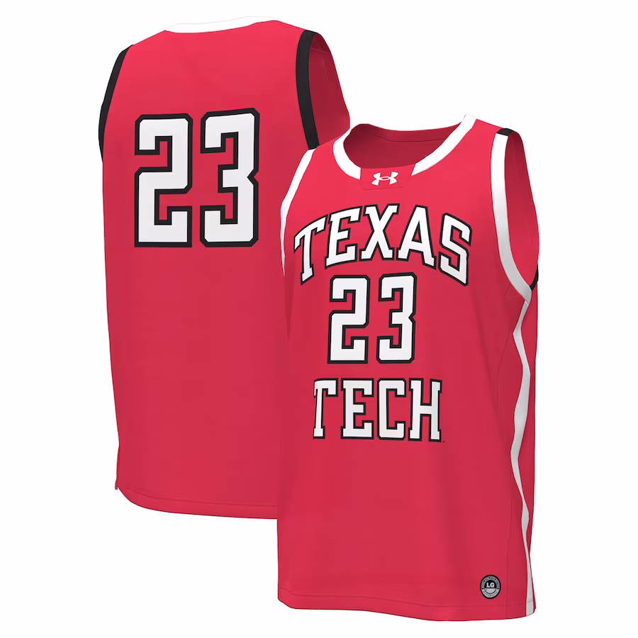 #23 Texas Tech Red Raiders Under Armour Replica Basketball Jersey - Red - ujerseystore