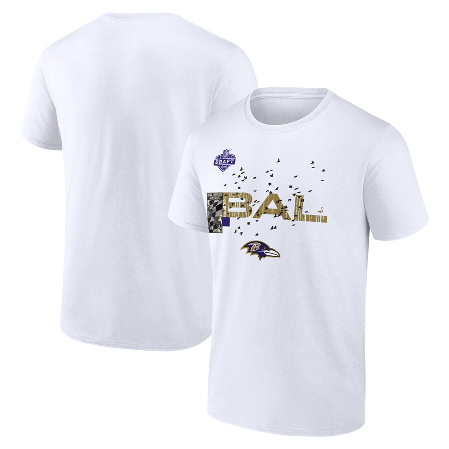 Men's Baltimore Ravens White 2025 NFL Draft T-Shirt - ujerseystore