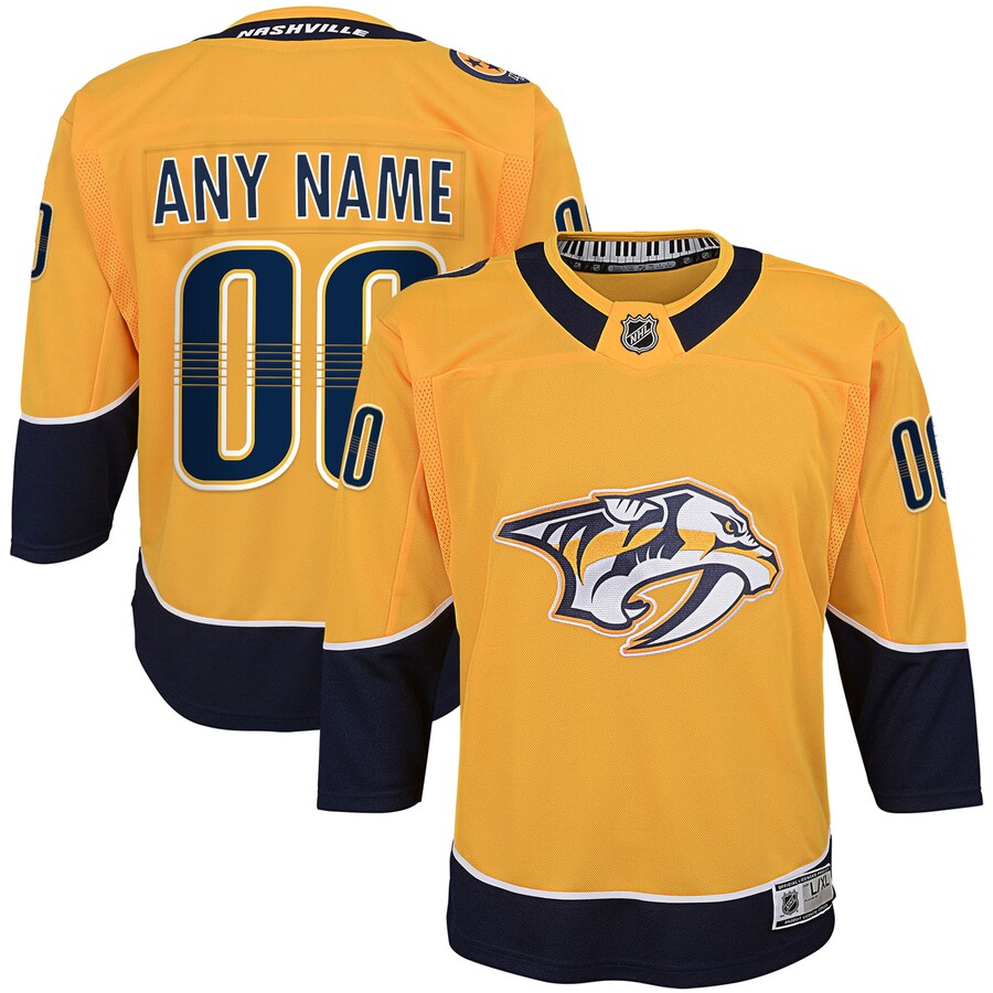 Youth Nashville Predators Yellow Home Premier Custom Jersey - ujerseystore