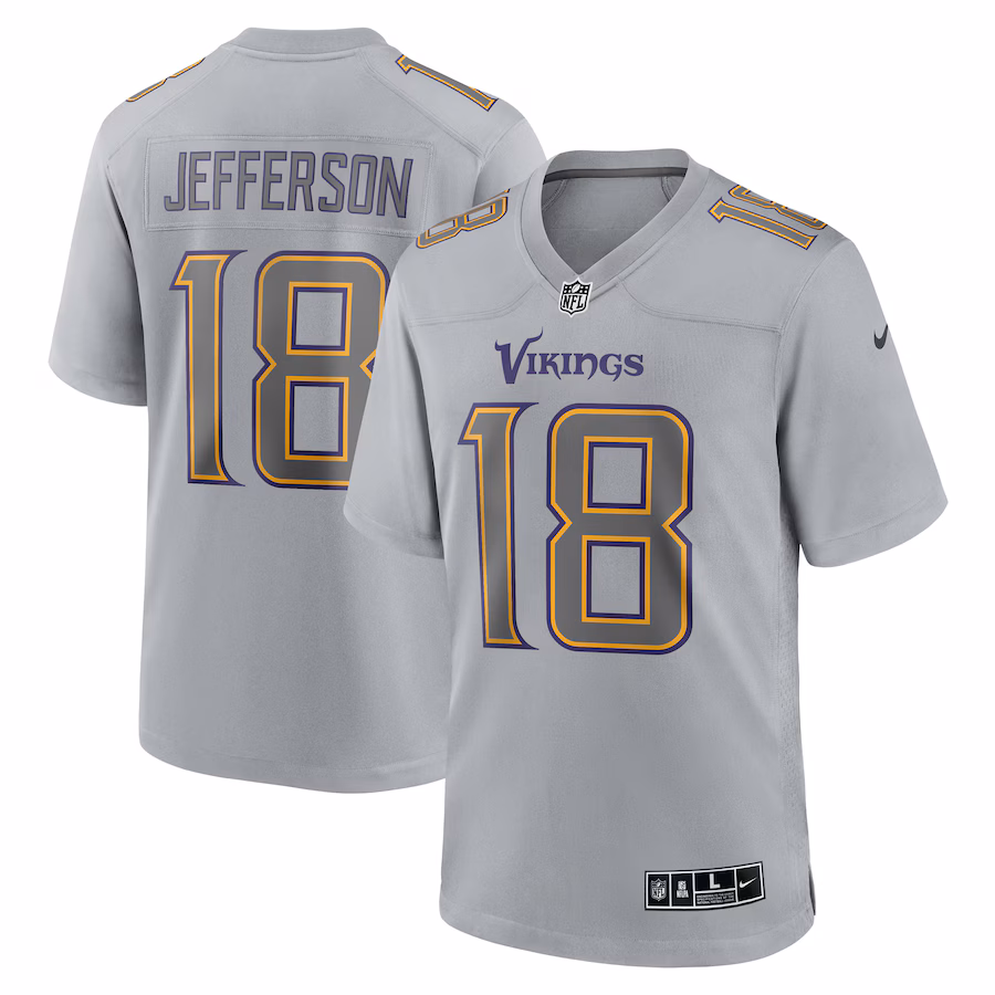 Men's Minnesota Vikings Justin Jefferson Nike Gray Atmosphere Fashion Game Jersey - ujerseystore