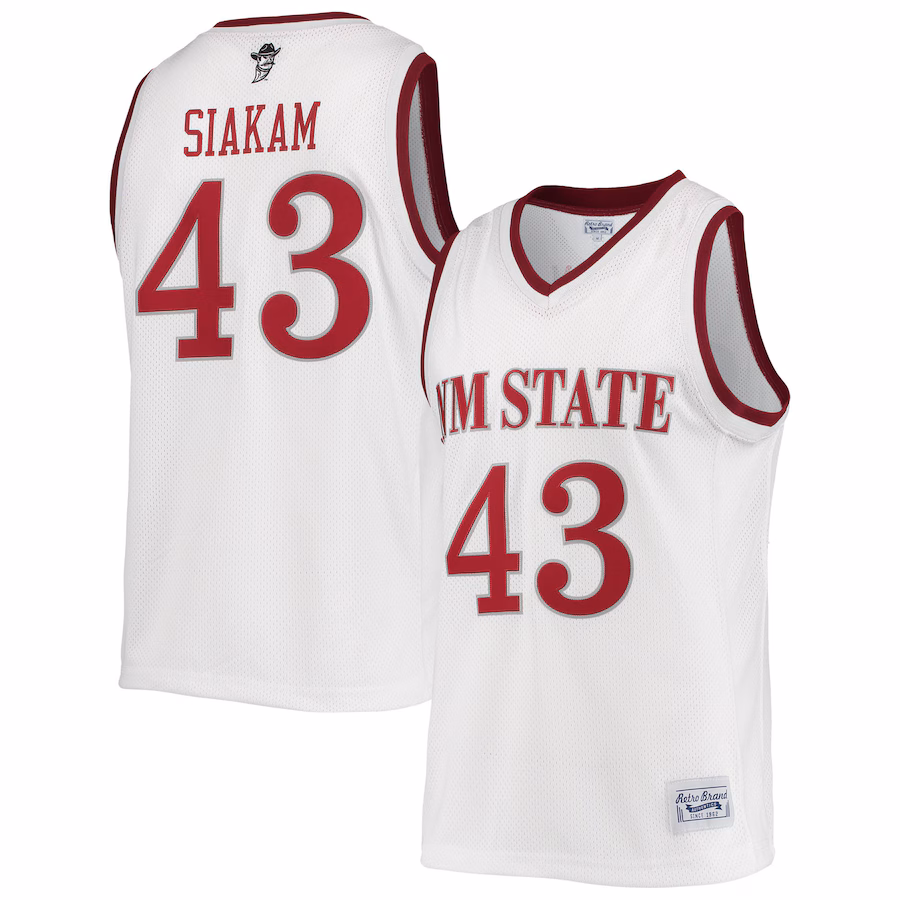 Men's Original Retro Brand Pascal Siakam White New Mexico State Aggies Alumni Commemorative Replica Basketball Jersey - ujerseystore