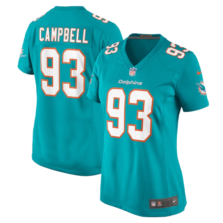 Women's Miami Dolphins Calais Campbell Nike Aqua Game Jersey - ujerseystore