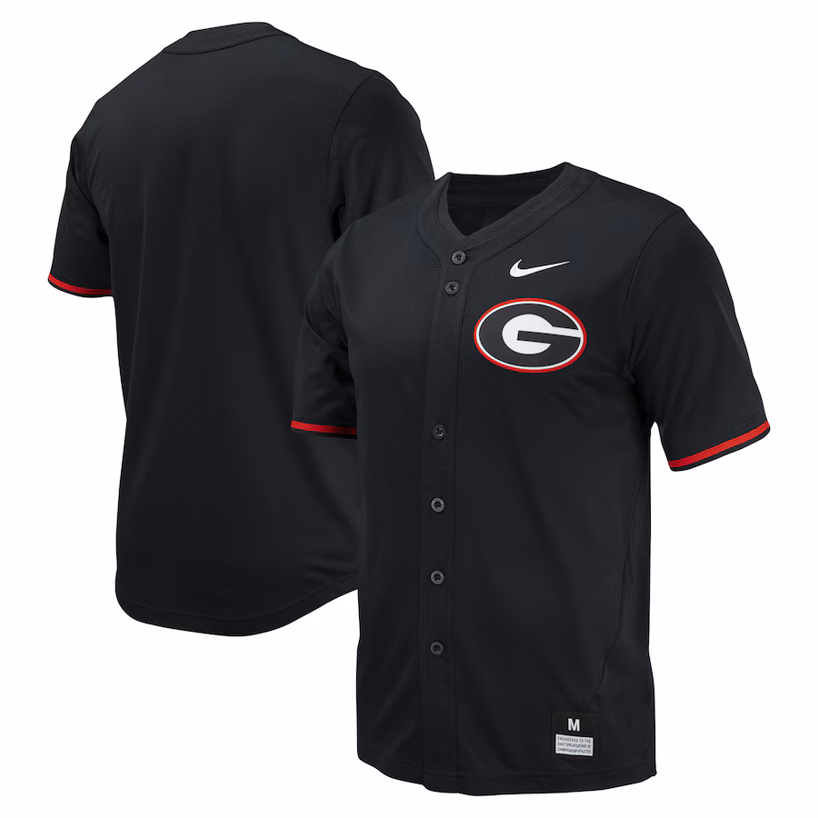 Men's Nike Black Georgia Bulldogs Replica Full-Button Baseball Jersey - ujerseystore