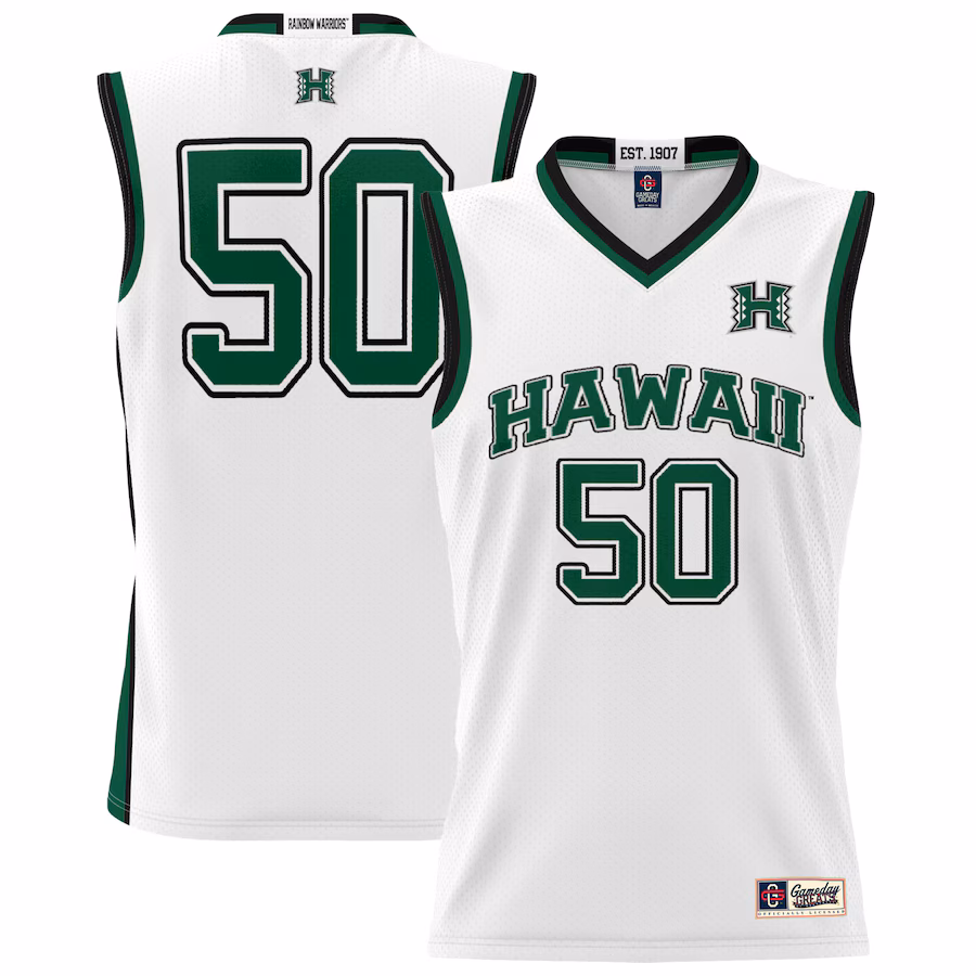 Youth GameDay Greats #50 White Hawaii Rainbow Warriors Lightweight Basketball Jersey - ujerseystore