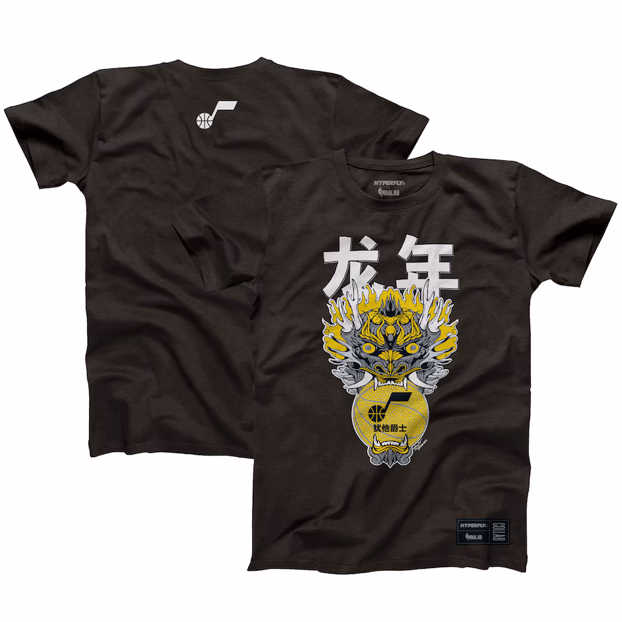 Unisex Utah Jazz  Hyperfly Heather Black Year of the Dragon Lunar New Year Collection T-Shirt - ujerseystore