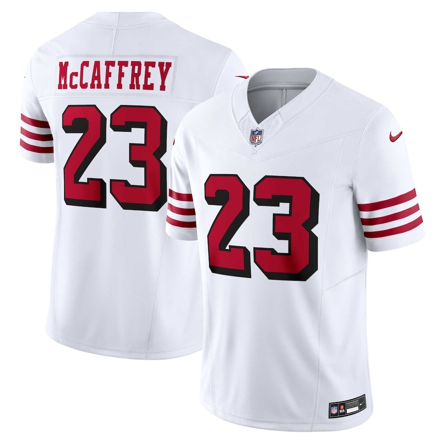 Men's San Francisco 49ers Christian McCaffrey Nike White Vapor F.U.S.E. Limited 2nd Alternate Jersey - ujerseystore