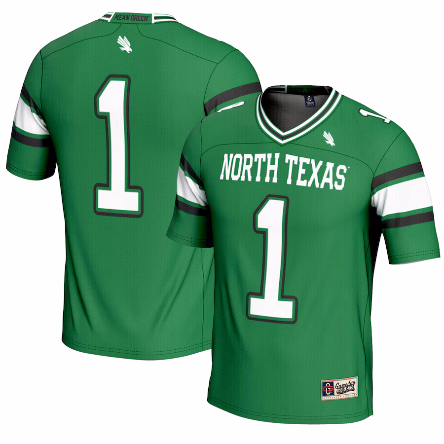 Youth GameDay Greats #1 Kelly Green North Texas Mean Green Endzone Football Jersey - ujerseystore