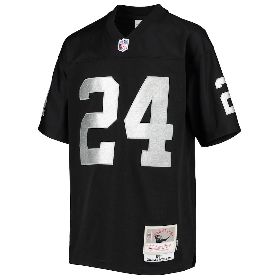 Youth Las Vegas Raiders Charles Woodson Mitchell & Ness Black 1998 Legacy Retired Player Jersey - ujerseystore