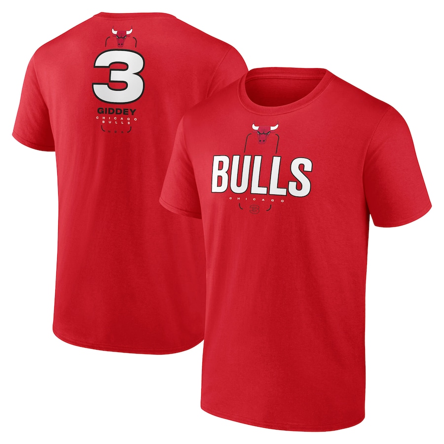 Men's Chicago Bulls Josh Giddey Red  Behind The Back Name & Number T-Shirt - ujerseystore