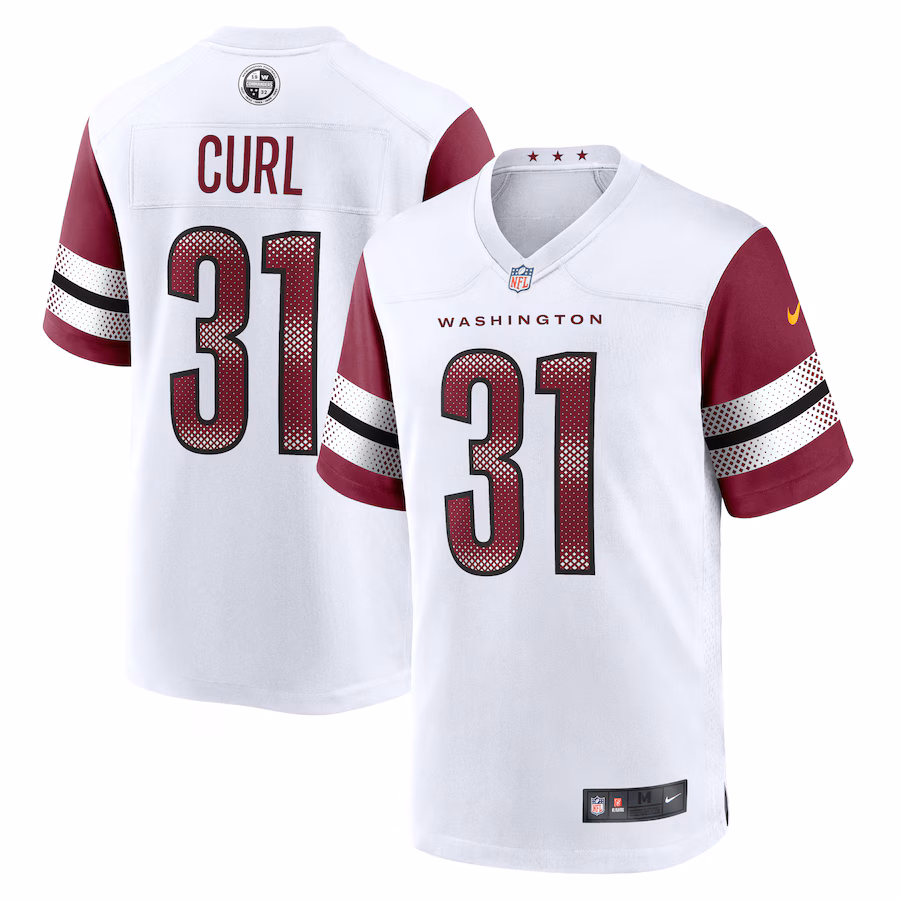 Men's Washington Commanders Kamren Curl Nike White Game Jersey - ujerseystore