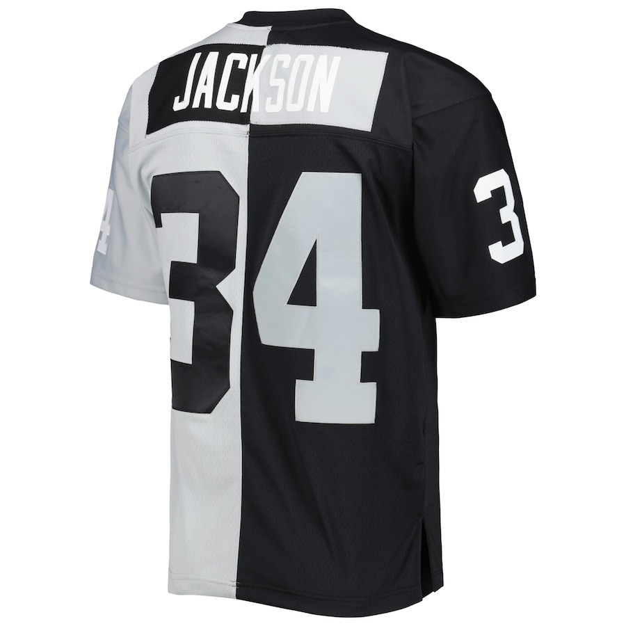 Men's Las Vegas Raiders Bo Jackson Mitchell & Ness Black/Silver 1988 Split Legacy Replica Jersey - ujerseystore