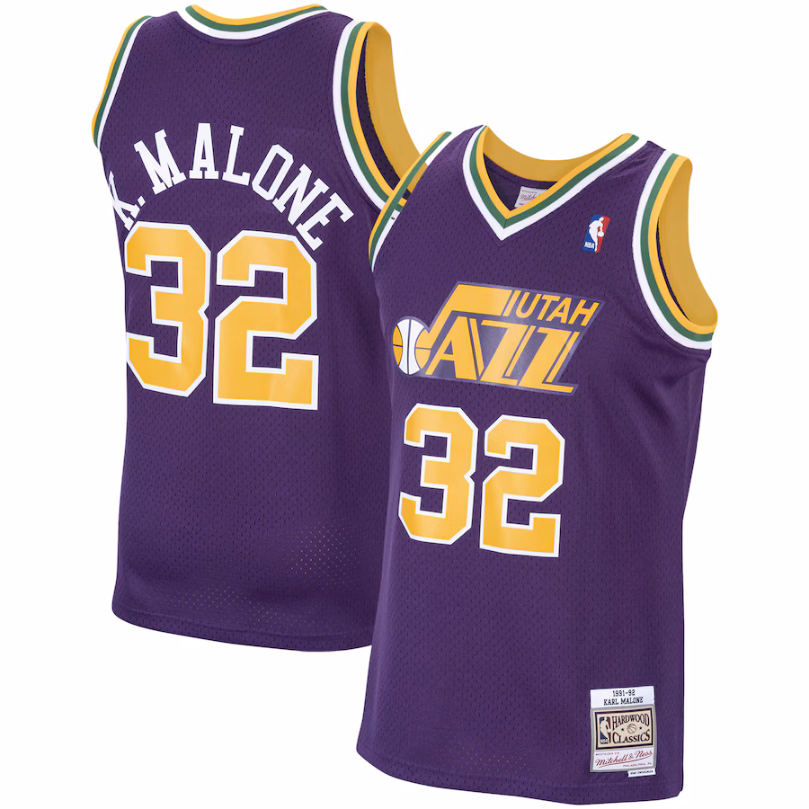 Men's Utah Jazz Karl Malone Mitchell & Ness Purple 1991/92 Hardwood Classics Swingman Jersey - ujerseystore