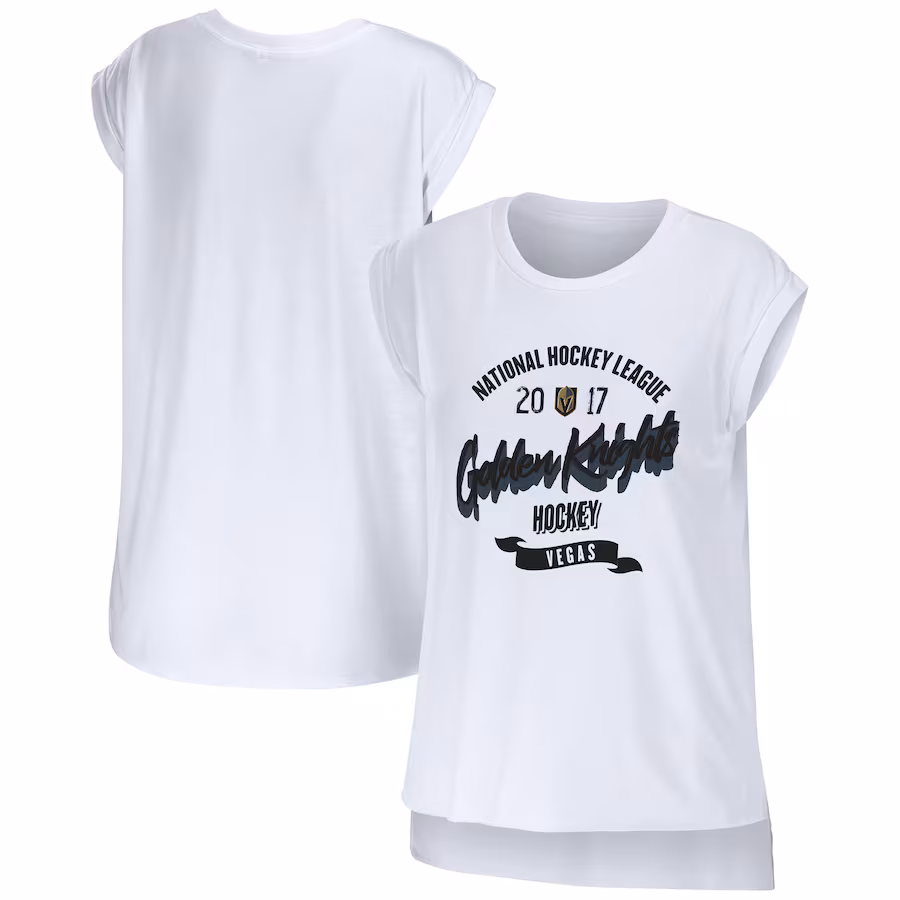 Women's Vegas Golden Knights WEAR by Erin Andrews White Domestic Tank Top - ujerseystore