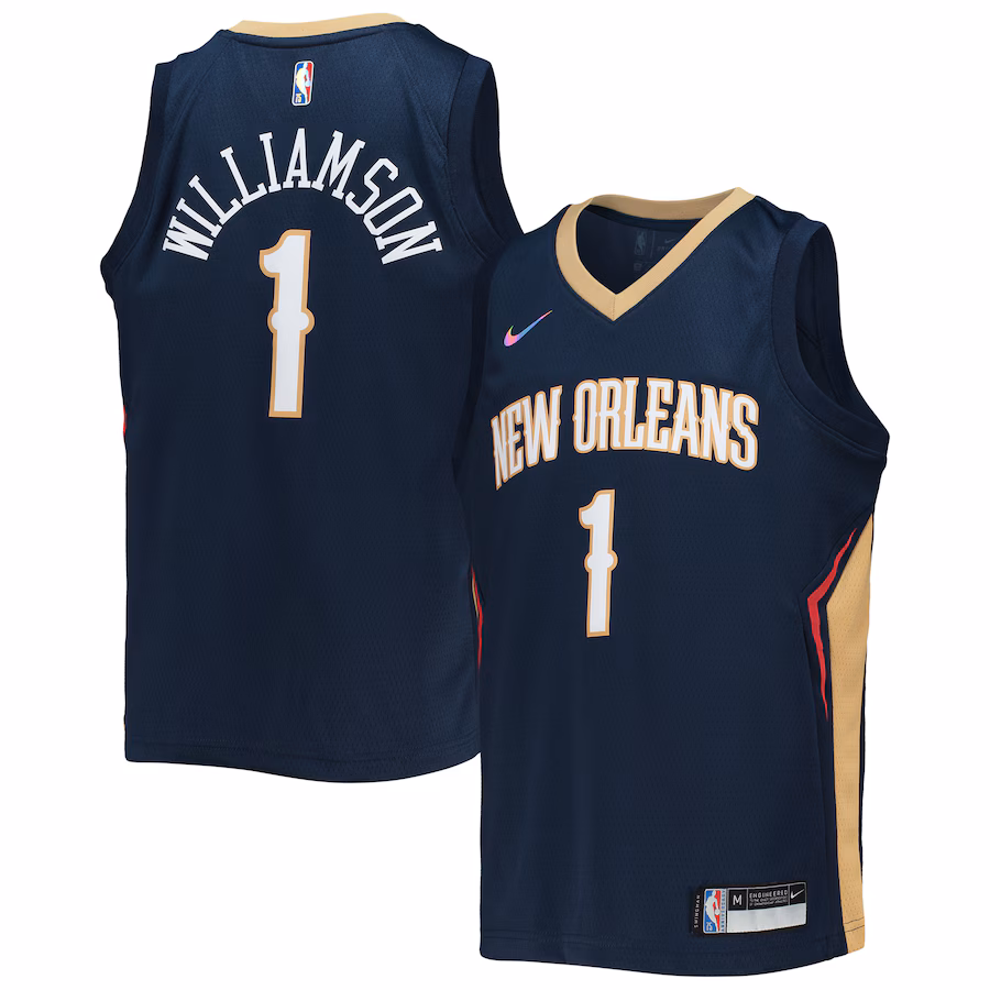 Youth New Orleans Pelicans Zion Williamson Nike Navy 2021/22 Diamond Swingman Jersey - Icon Edition - ujerseystore