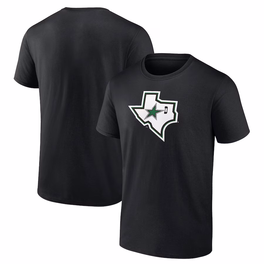 Men's Dallas Stars Black Team Secondary Logo T-Shirt - ujerseystore