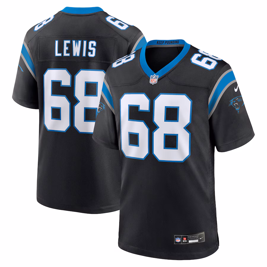 Men's Carolina Panthers Damien Lewis Nike Black Game Jersey - ujerseystore