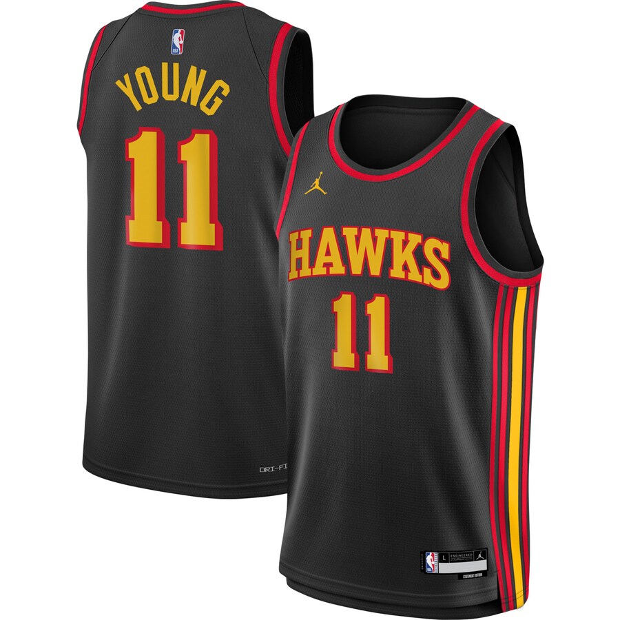 Youth Atlanta Hawks Trae Young Jordan Brand Black Swingman Jersey - Statement Edition - ujerseystore