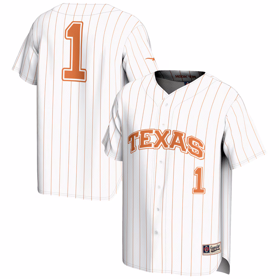 Men's GameDay Greats #1 White Texas Longhorns Lightweight Baseball Jersey - ujerseystore