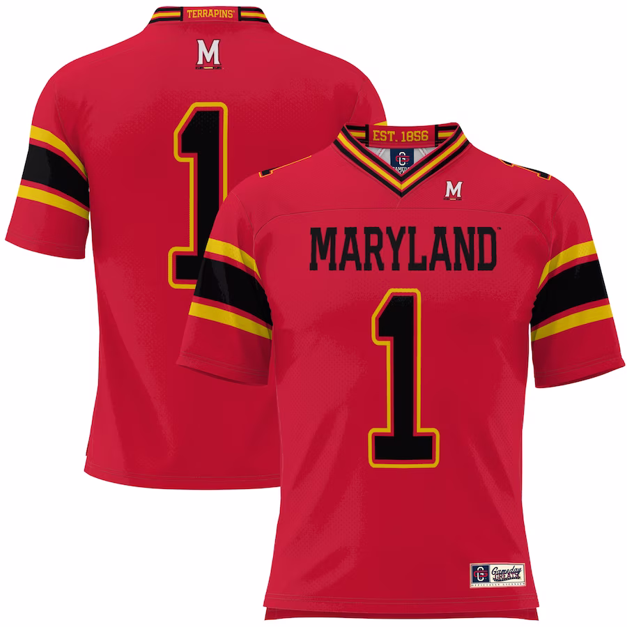#1 Maryland Terrapins GameDay Greats Youth Football Jersey - Red - ujerseystore