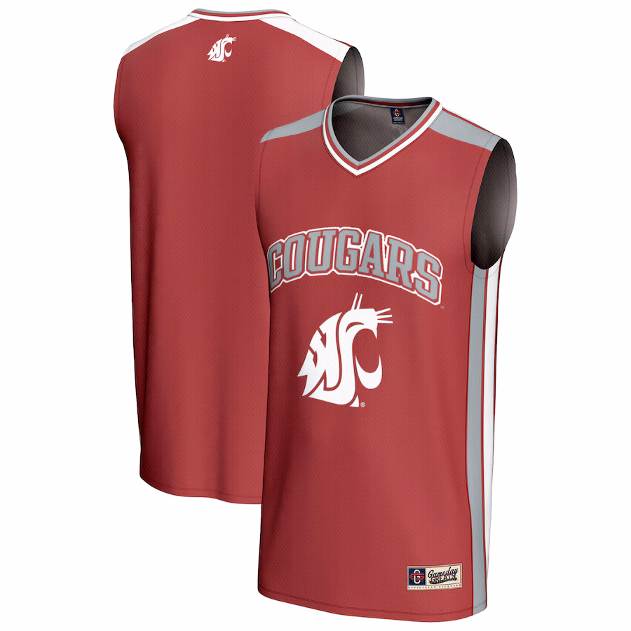 Men's GameDay Greats Crimson Washington State Cougars Spirit Basketball Jersey - ujerseystore
