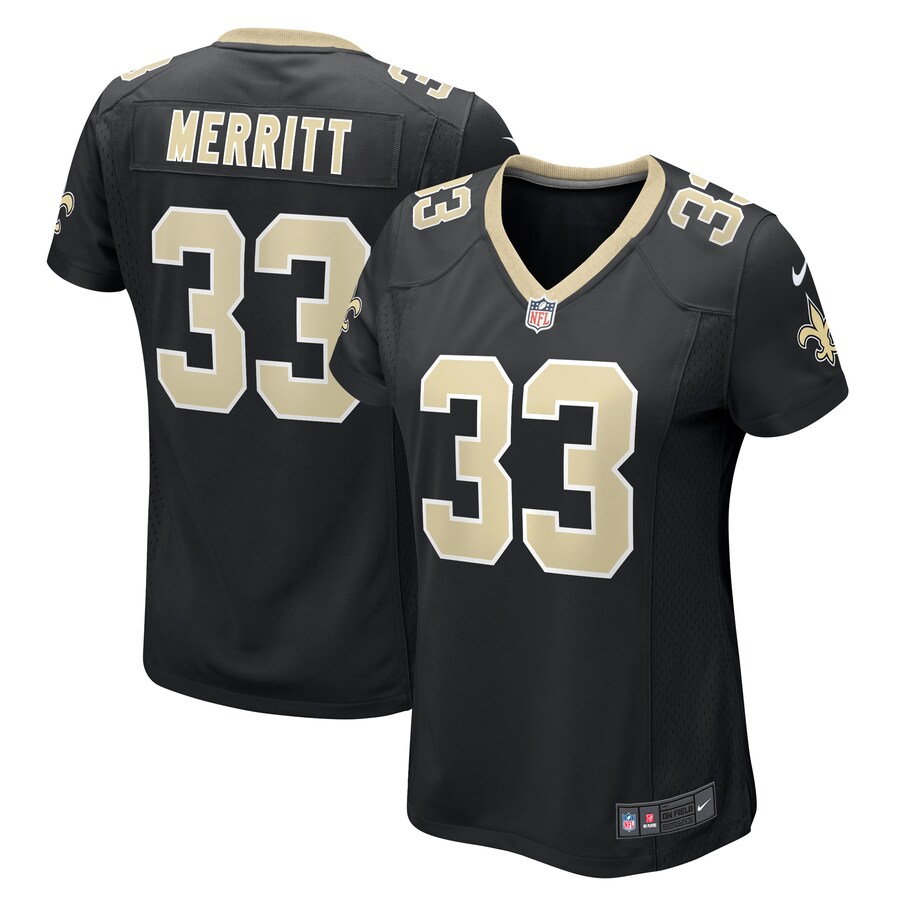 Women's New Orleans Saints Kirk Merritt Nike  Black Team Game Jersey - ujerseystore