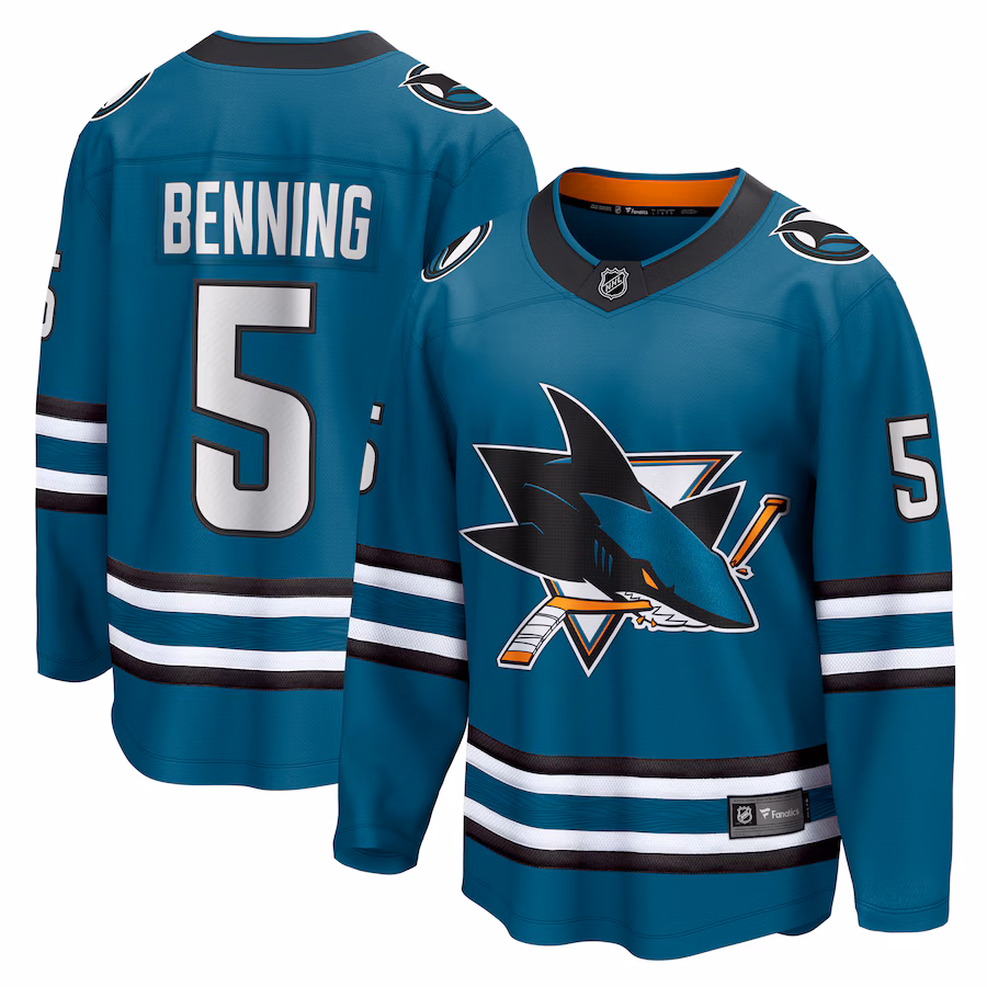 Men's San Jose Sharks Matt Benning Fanatics Teal Home Breakaway Jersey - ujerseystore