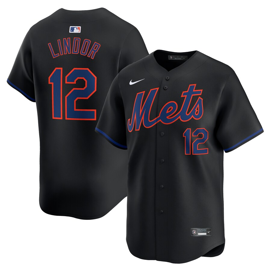 Men's New York Mets Francisco Lindor Nike Black Alternate Limited Player Jersey - ujerseystore