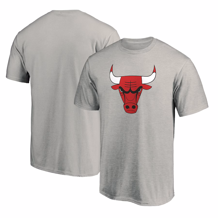 Men's Chicago Bulls Heathered Gray Primary Mascot Logo T-Shirt - ujerseystore