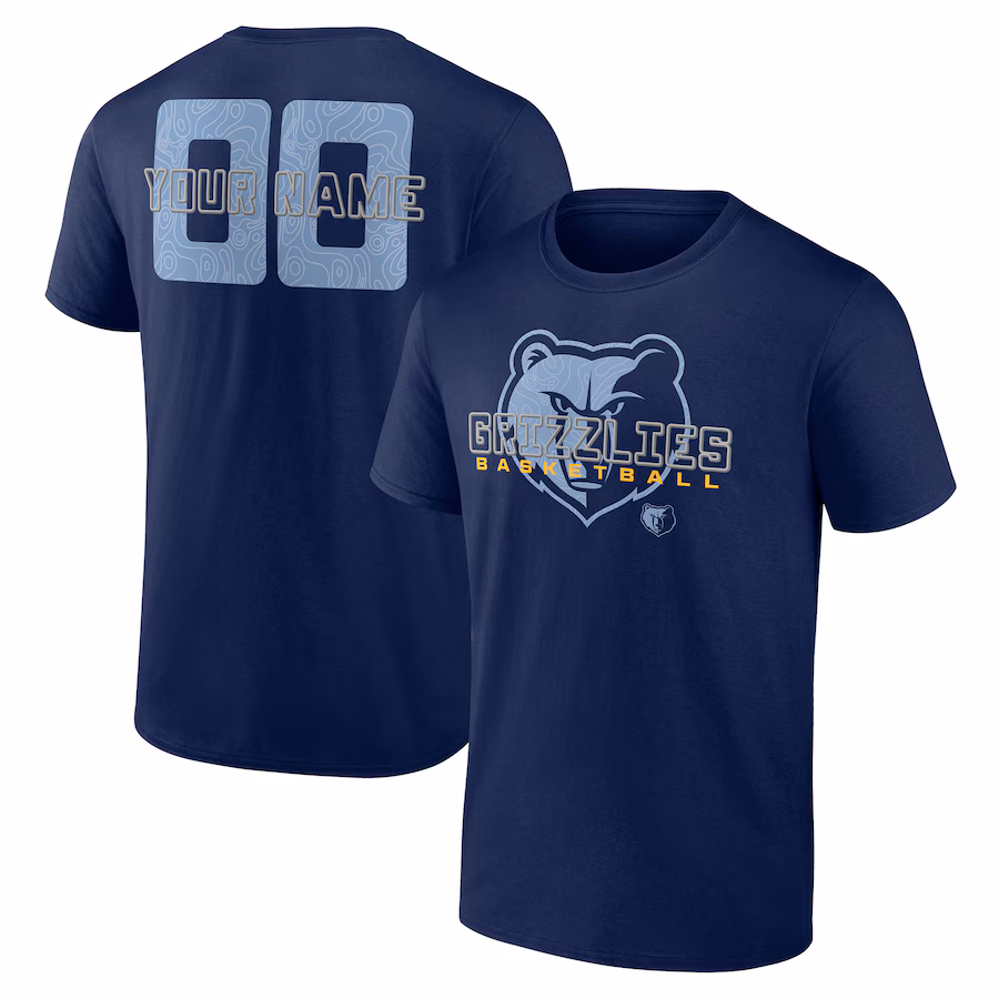Men's Memphis Grizzlies Navy Stellar Personalized Name & Number T-Shirt - ujerseystore