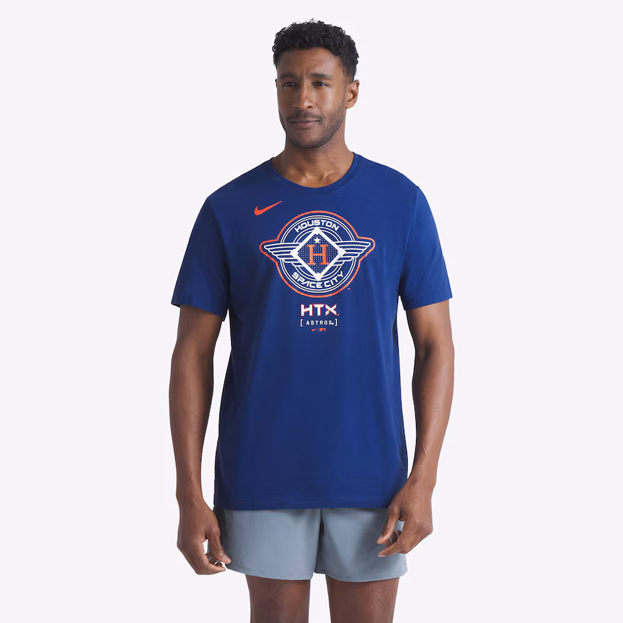Men's Houston Astros Nike Navy 2025 City Connect Logo T-Shirt - ujerseystore