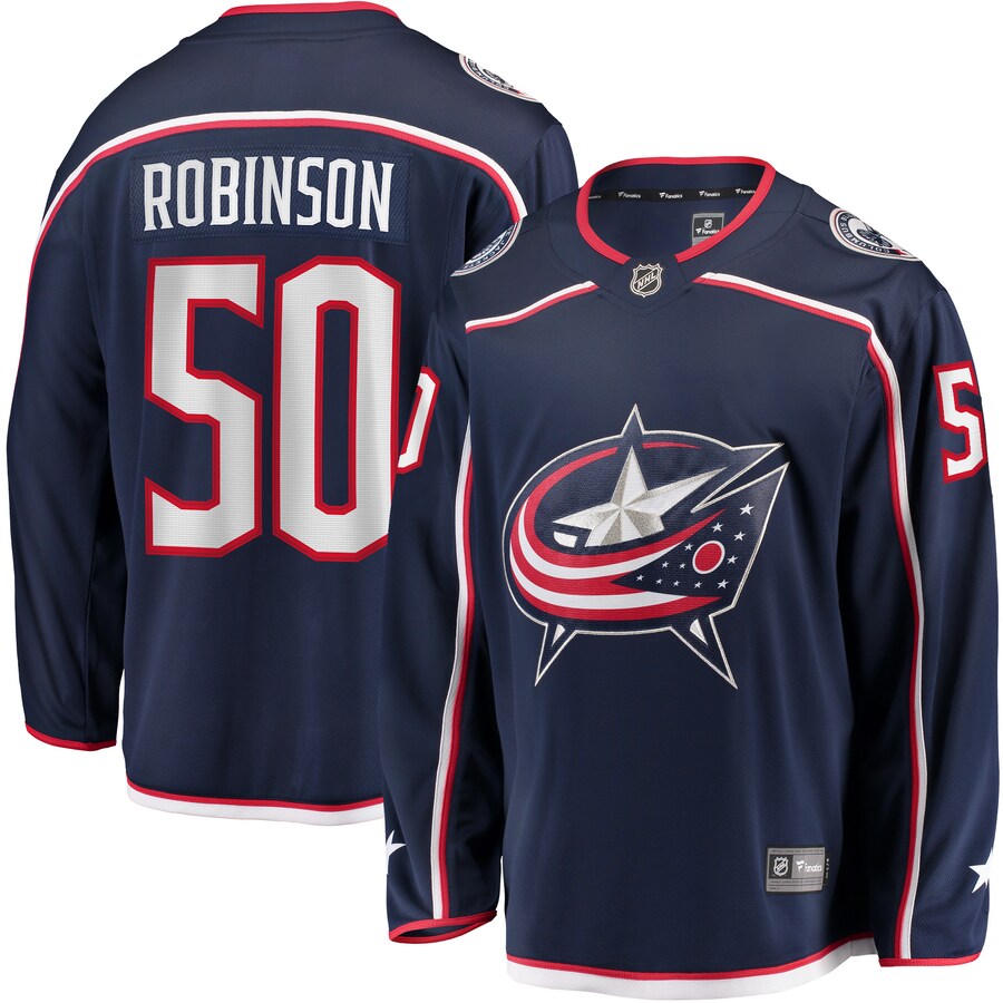 Men's Columbus Blue Jackets Eric Robinson Fanatics Branded Navy Home Breakaway Player Jersey - ujerseystore