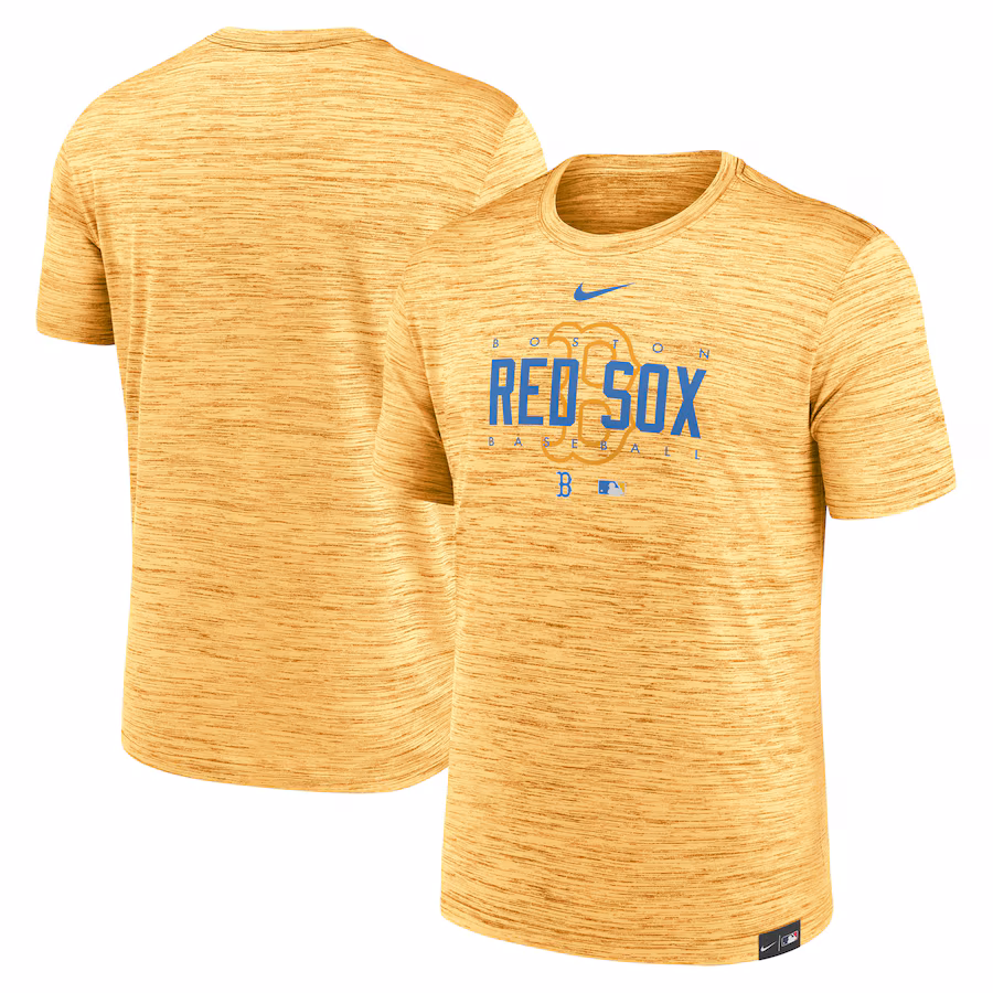 Men's Boston Red Sox Nike Gold City Connect Velocity Practice Performance T-Shirt - ujerseystore