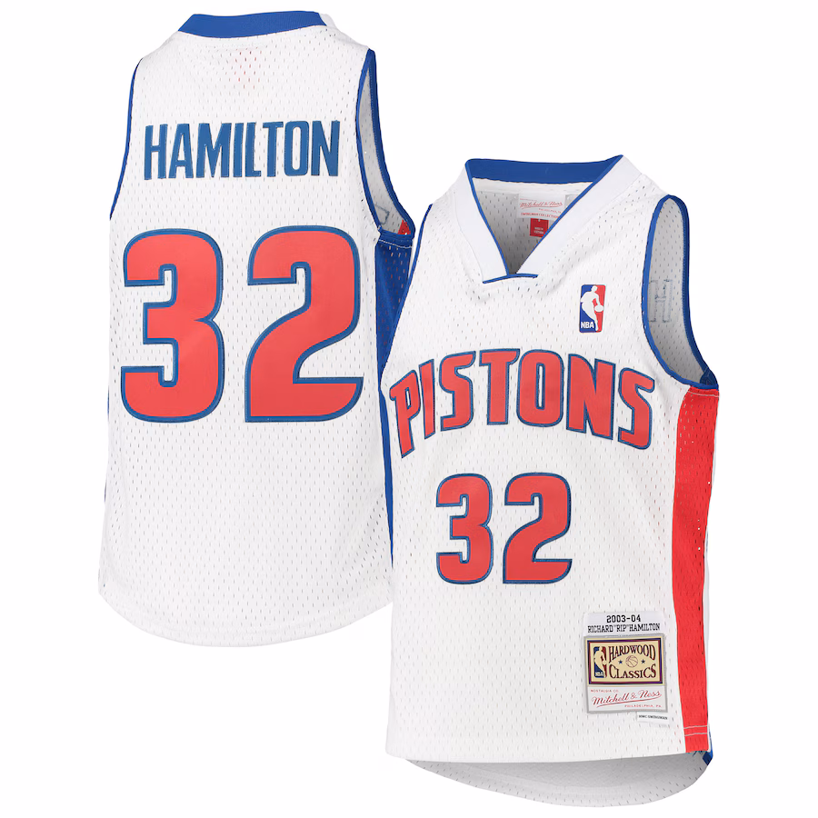 Youth Detroit Pistons Richard Hamilton Mitchell & Ness White 2003/04 Hardwood Classics Swingman Jersey - ujerseystore