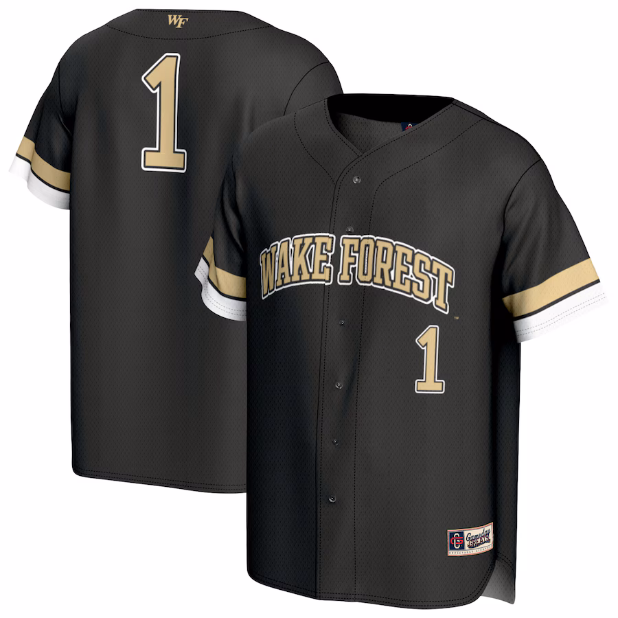Youth GameDay Greats #1 Black Wake Forest Demon Deacons Lightweight Collegiate Baseball Fashion Jersey - ujerseystore
