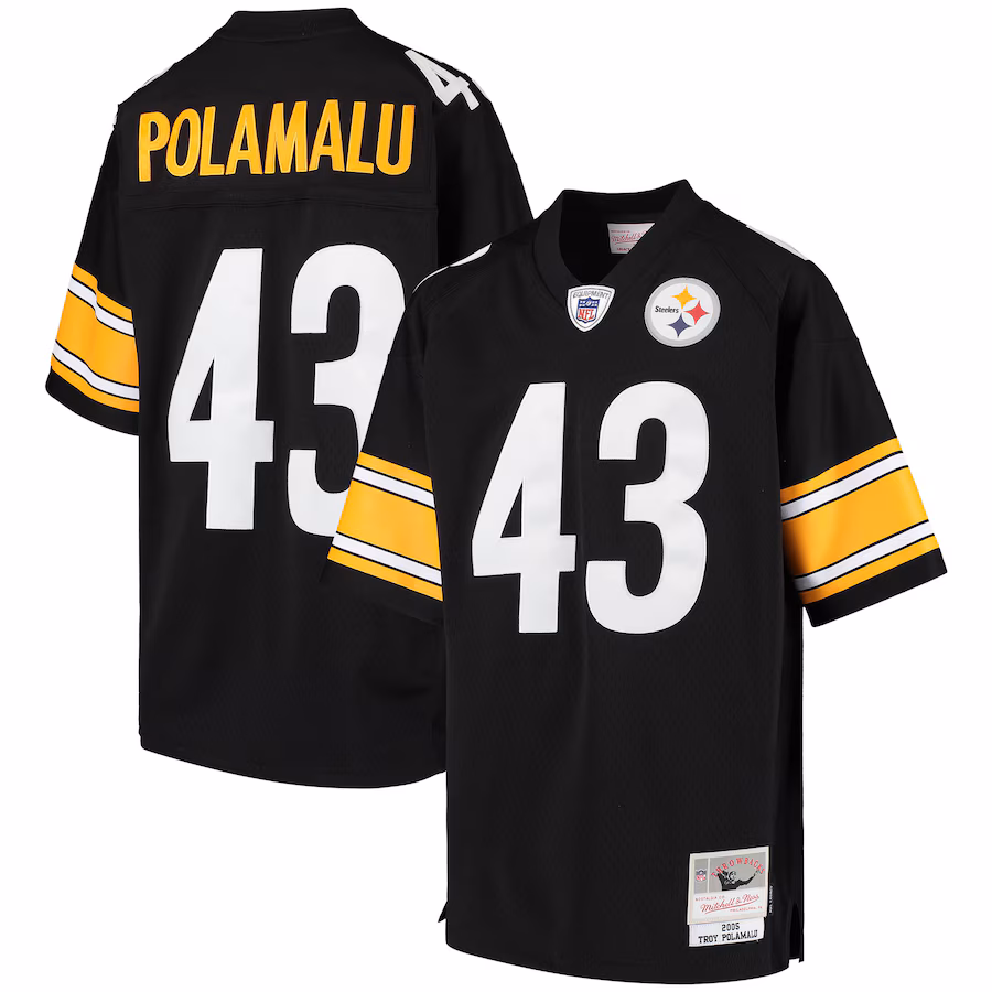 Youth Pittsburgh Steelers Troy Polamalu Mitchell & Ness Black 2005 Gridiron Classics Retired Player Legacy Jersey - ujerseystore