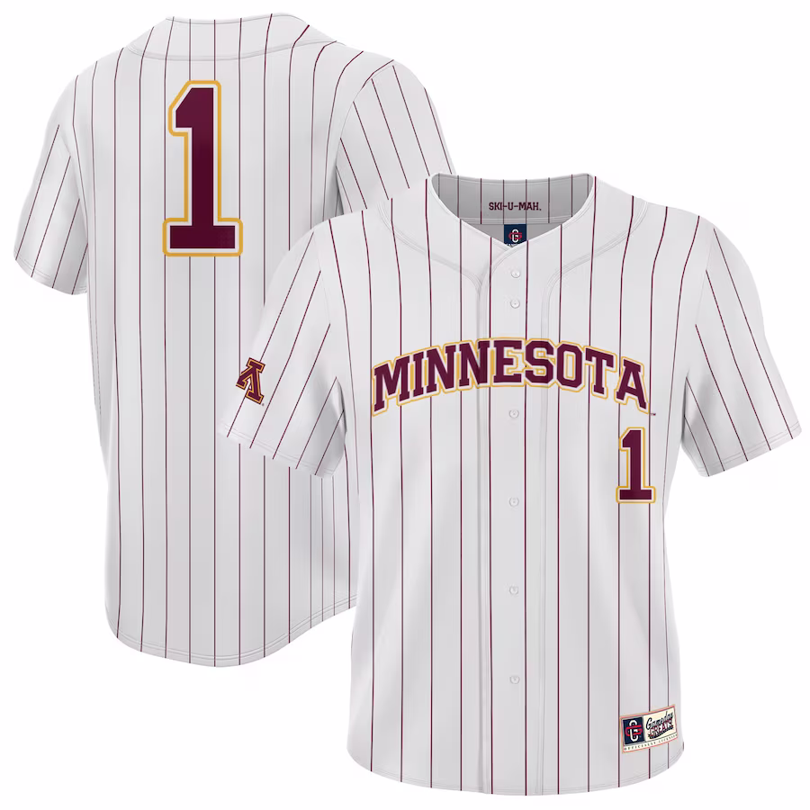 #1 Minnesota Golden Gophers GameDay Greats Youth Baseball Jersey Lightweight- White - ujerseystore