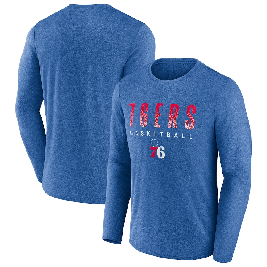 Men's Philadelphia 76ers Fanatics Heathered Royal Where Legends Play Iconic Practice Long Sleeve T-Shirt - ujerseystore